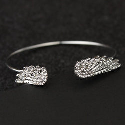 Zircon Angel Wing Bangle Jewelry Pretty Chix Silver 